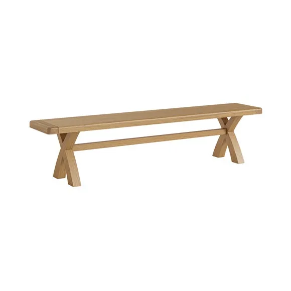Normandy Cross Leg Dining Bench, Oak 2