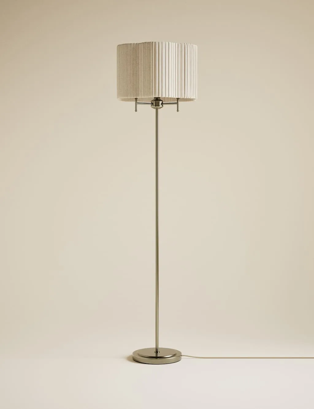 M&S Scallop Pleated Shade Brass Base Floor Lamp Antique Brass