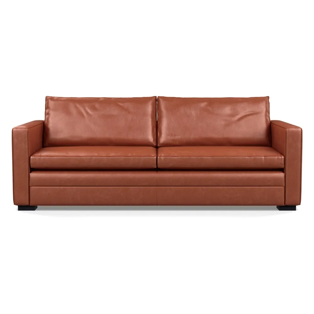 Heal's Palermo 4 Seater Sofa Stonewash Leather Light Brown 274 Black Feet 1