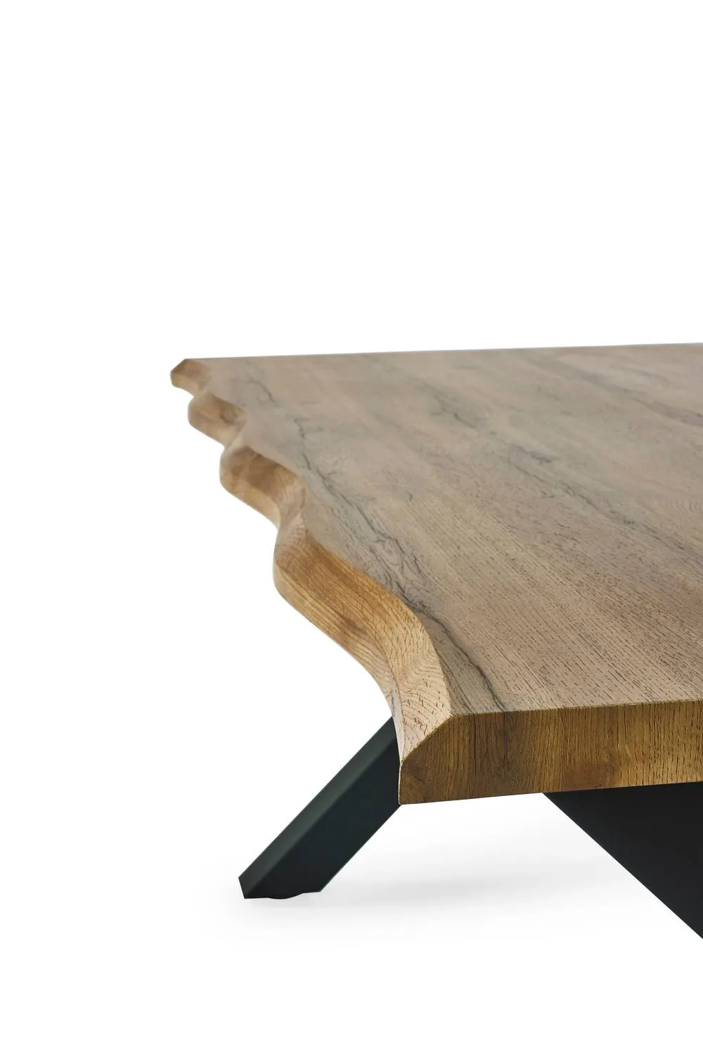Julian Bowen Harvey Live Edge Rectangular Coffee Table with Cross Legs in Light Oak 6