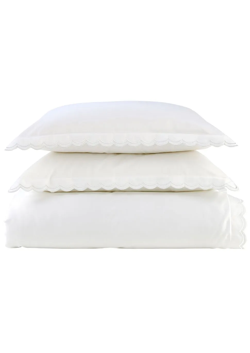 CHRISTY Scallop Edge Cotton Sateen Duvet Sets in White 3