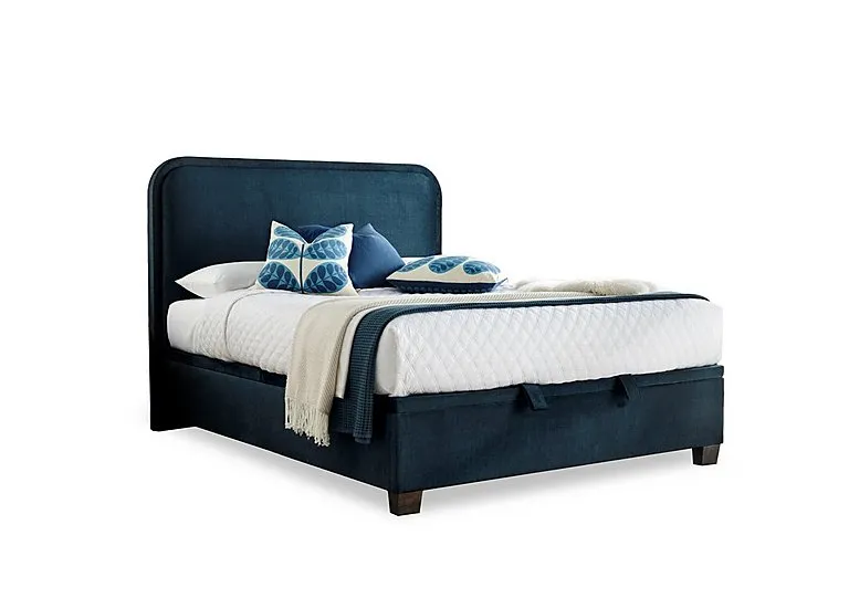Nessie End Lift Ottoman Bed Frame - King Size - Blue Velvet