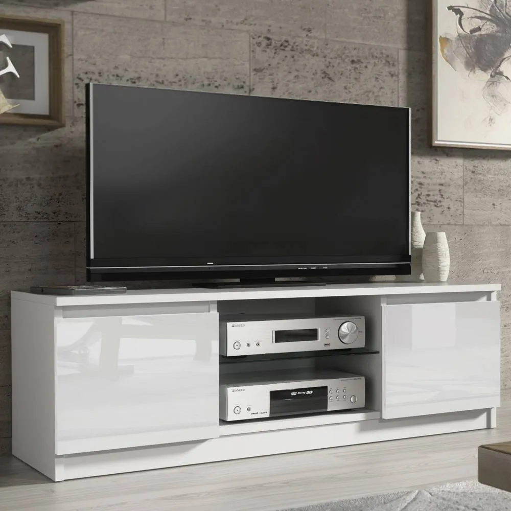 Creative Furniture Aura TV Unit 120cm - White with Gloss Doors