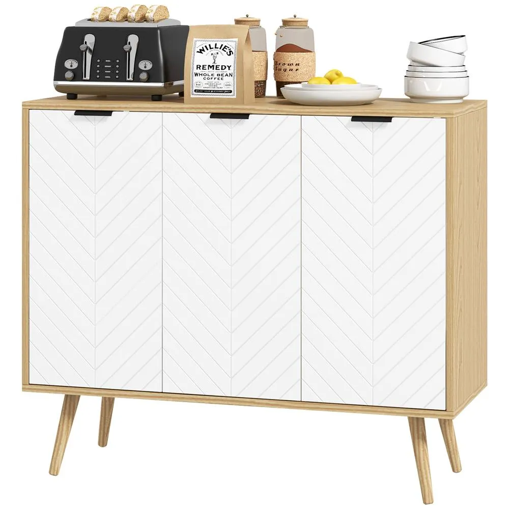 HOMCOM Modern Sideboard, Storage Cabinet, Accent Cupboard for Kitchen, White