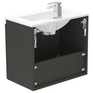 Newland Midnight Mist Slimline Basin Suspended Double Door Unit - 500mm 2