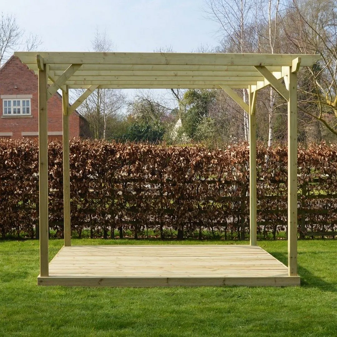 Rutland County Garden Furniture Ltd Garden Pergola & Decking Kit, Wood, L480 x W480 cm, Light Green 3