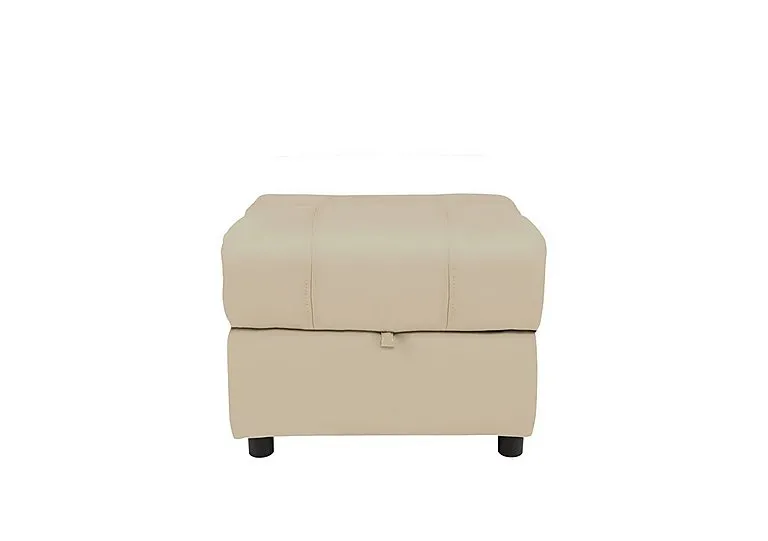 Moreno NC Leather Storage Footstool - NC Bisque