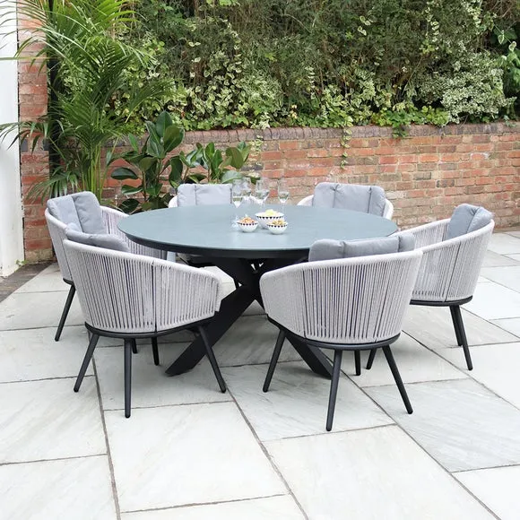 Aspen Ceramic Top Outdoor Dining Table with 6 Chairs