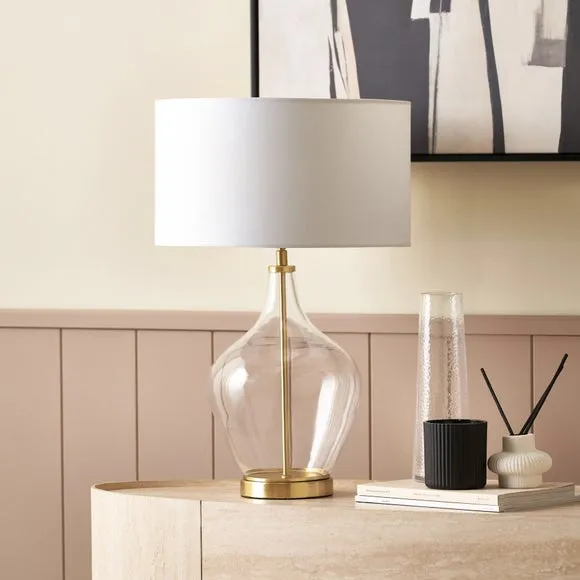 Pacific Lifestyle Rowen Clear Bottle Shaped Glass and Metal Table Lamp 1