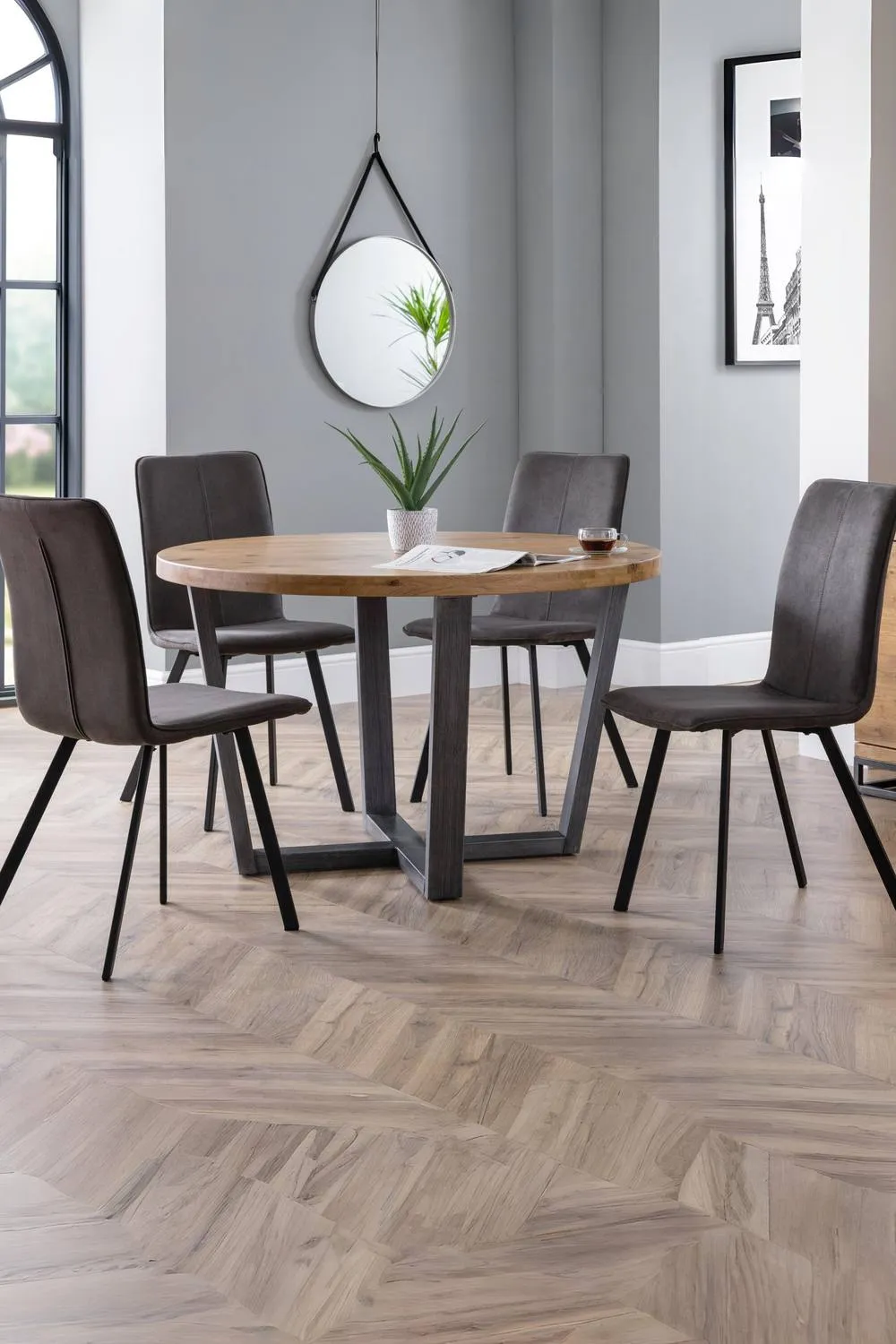 Julian Bowen Monroe Upholstered Dining Chair (Set of 2) in Dark Grey 2