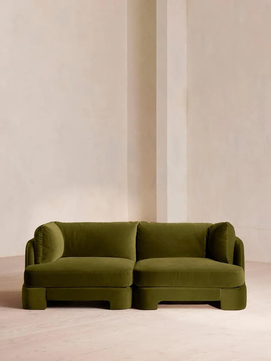Odell Modular Sofa, Three Seater, Velvet, Olive