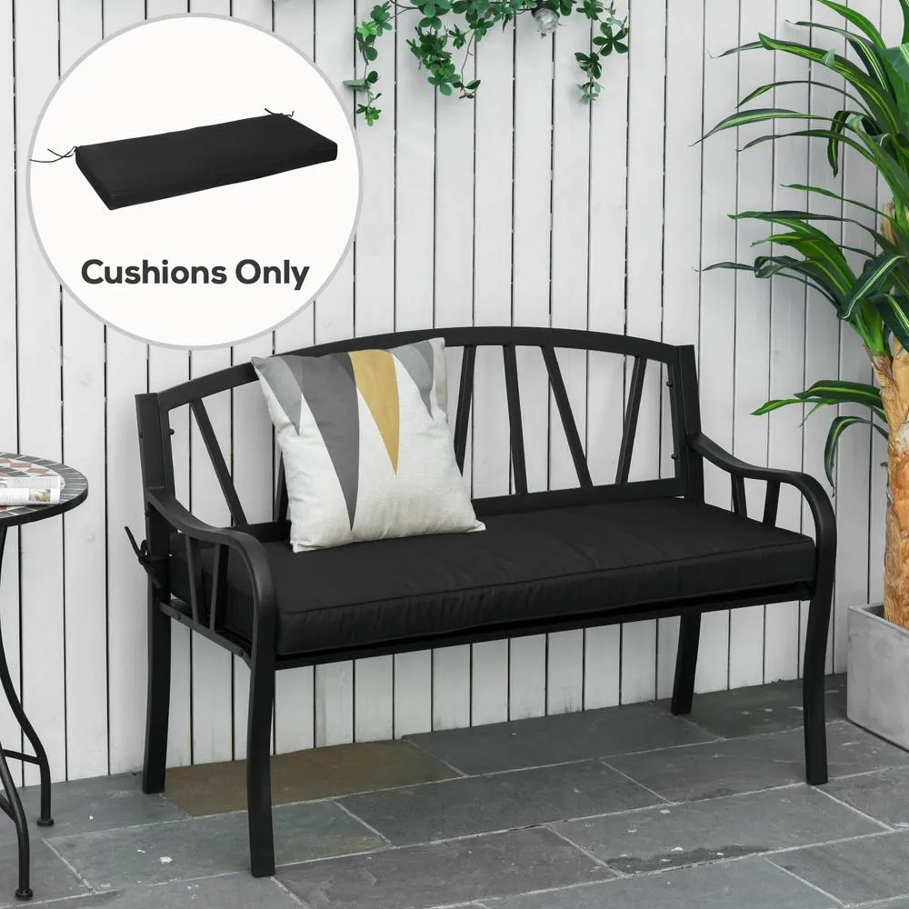 OUTSUNNY Garden Bench Cushion 2 Seater Seat Pad Indoor& Outdoor Use in Black 1