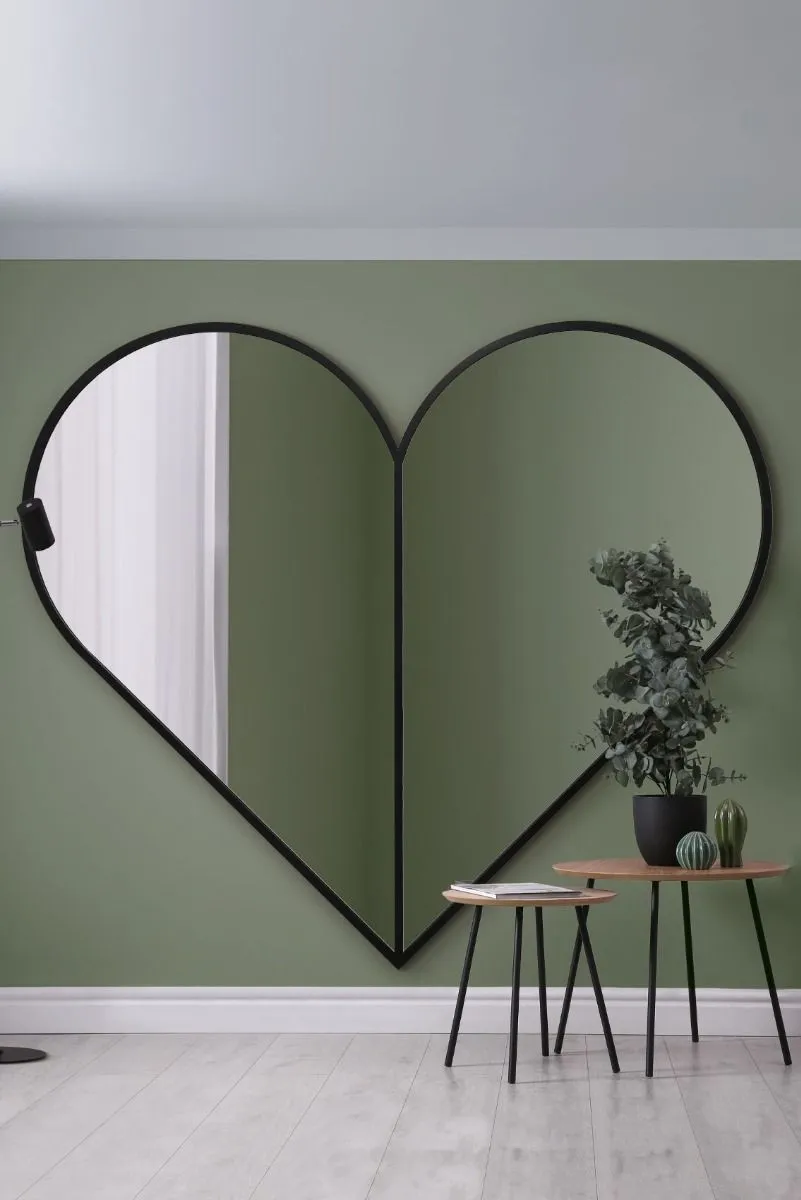 MirrorOutlet Black Metal Framed Heart Shaped Wall Mirror 71" X 71" (180CM X 180CM) 2