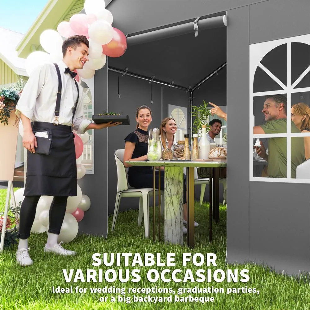 OUTSUNNY 3 x 3 m Party Tent, Outdoor Canopy Tent with Sidewalls in Grey 4