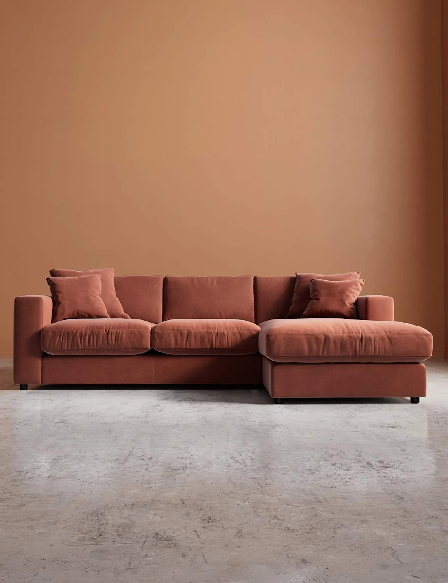 Swoon Easy Velvet Right Corner Sofa Brown