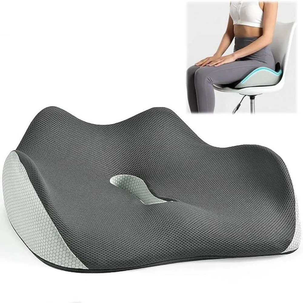 SPETLEK Seat Cushion For Back Pain Memory Foam in Grey