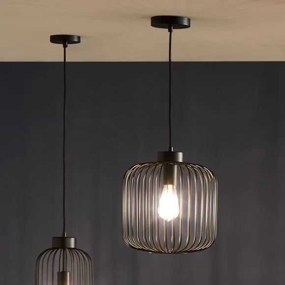 Dania Matt Black Metal Wire Pendant Light 2