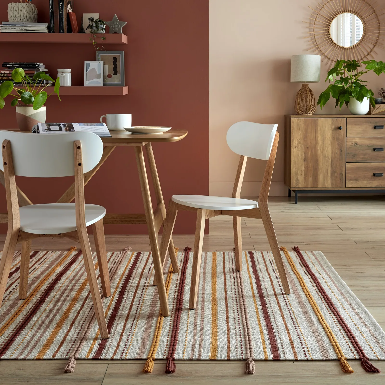 Rowan Stripe Rug Yellow, Brown and White