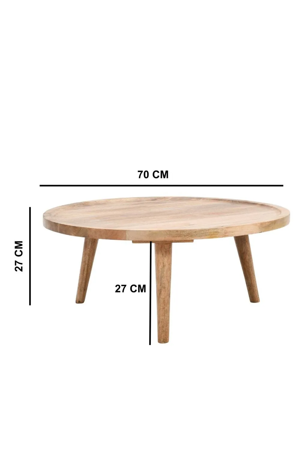 IH Design Cliddesden Light Mango Wood Round Coffee Table 70cm in Natural 4