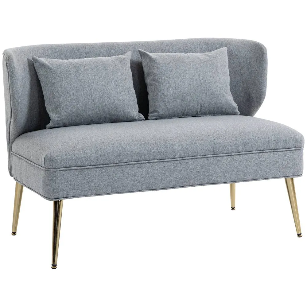 HOMCOM 2 Seater Sofa, Small Sofa with Wing Back, Thick Seat in Light Grey 2