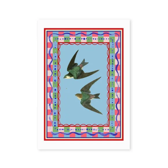 East End Prints Birdframe Swallows Print 2