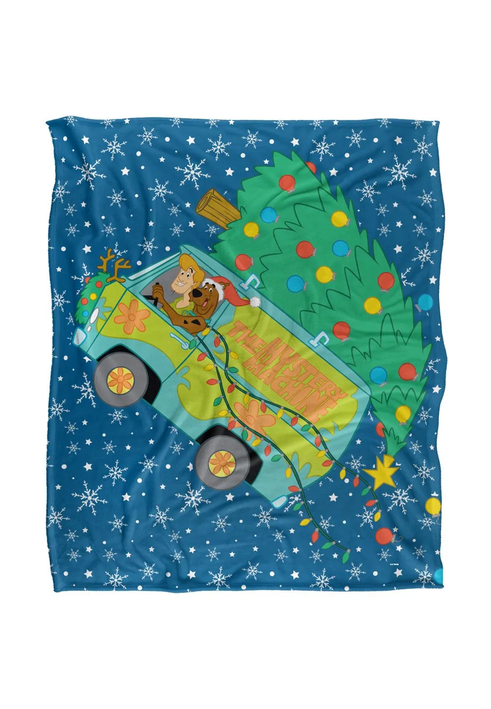 Warner Brothers Scooby Doo Oh Christmas Tree Van Silky Touch Super Soft Throw Blanket in White