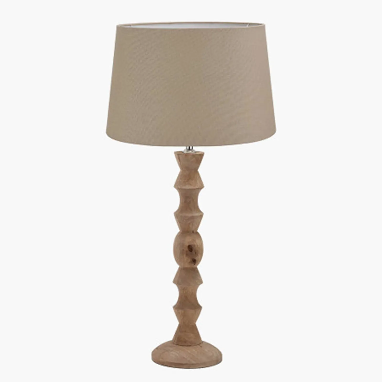 Tall Wooden Bobbin Table Lamp, Brown | Barker & Stonehouse