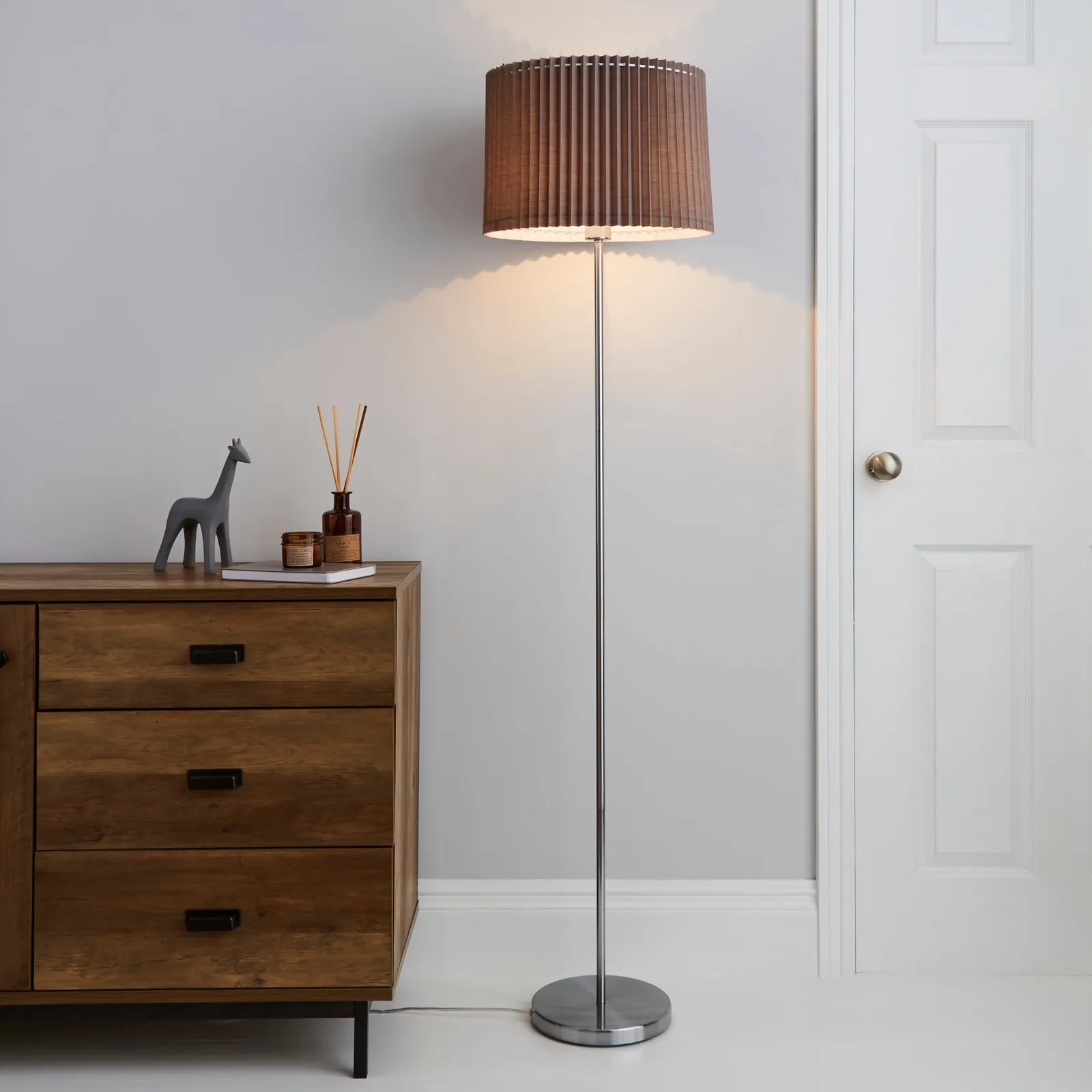 Fuller Grey Floor Lamp Grey, Chrome