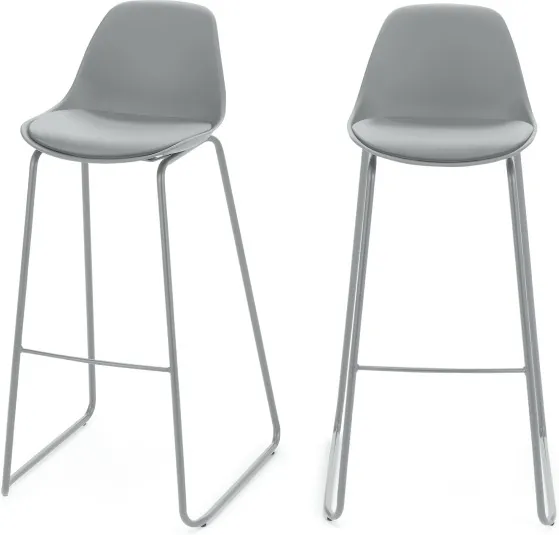 Set of 2 Duggie Barstools, Light Grey
