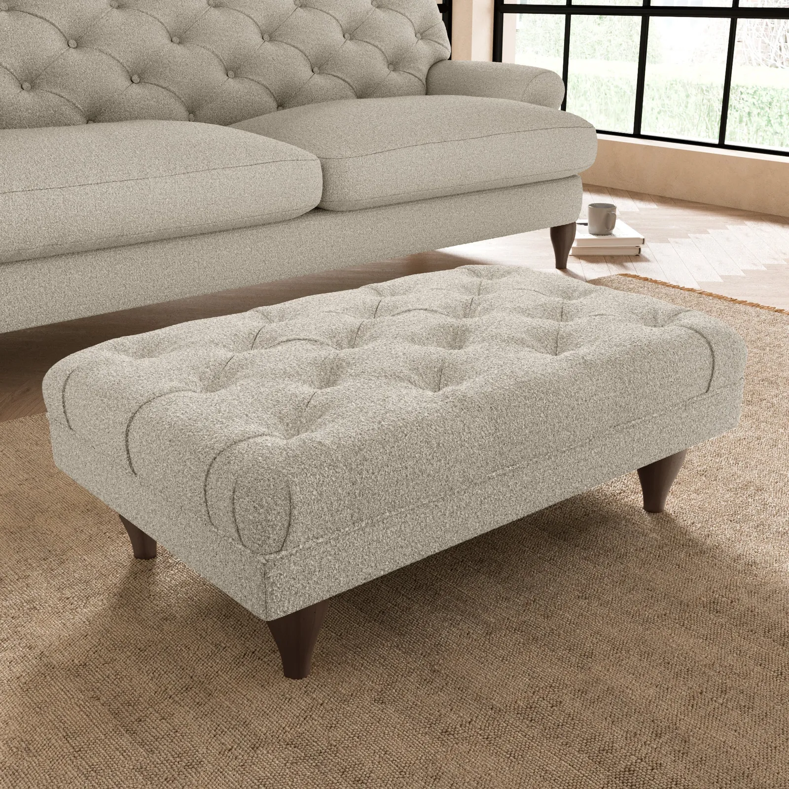 Warwick Cosy Marl Footstool Light Grey