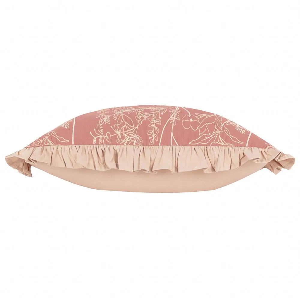Wylder Mae Embroidered 100% Cotton Cushion in Pink 4