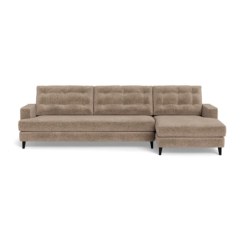 Heal's Mistral Right Hand Facing Corner Sofa Boucle Velvet Rocky Black Beech Feet 2