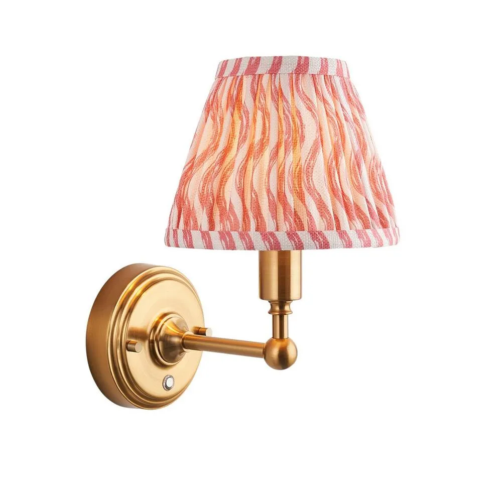 Netlighting Burley Rechargeable Wall Light Pink Fabric Ripple Shade 16cm