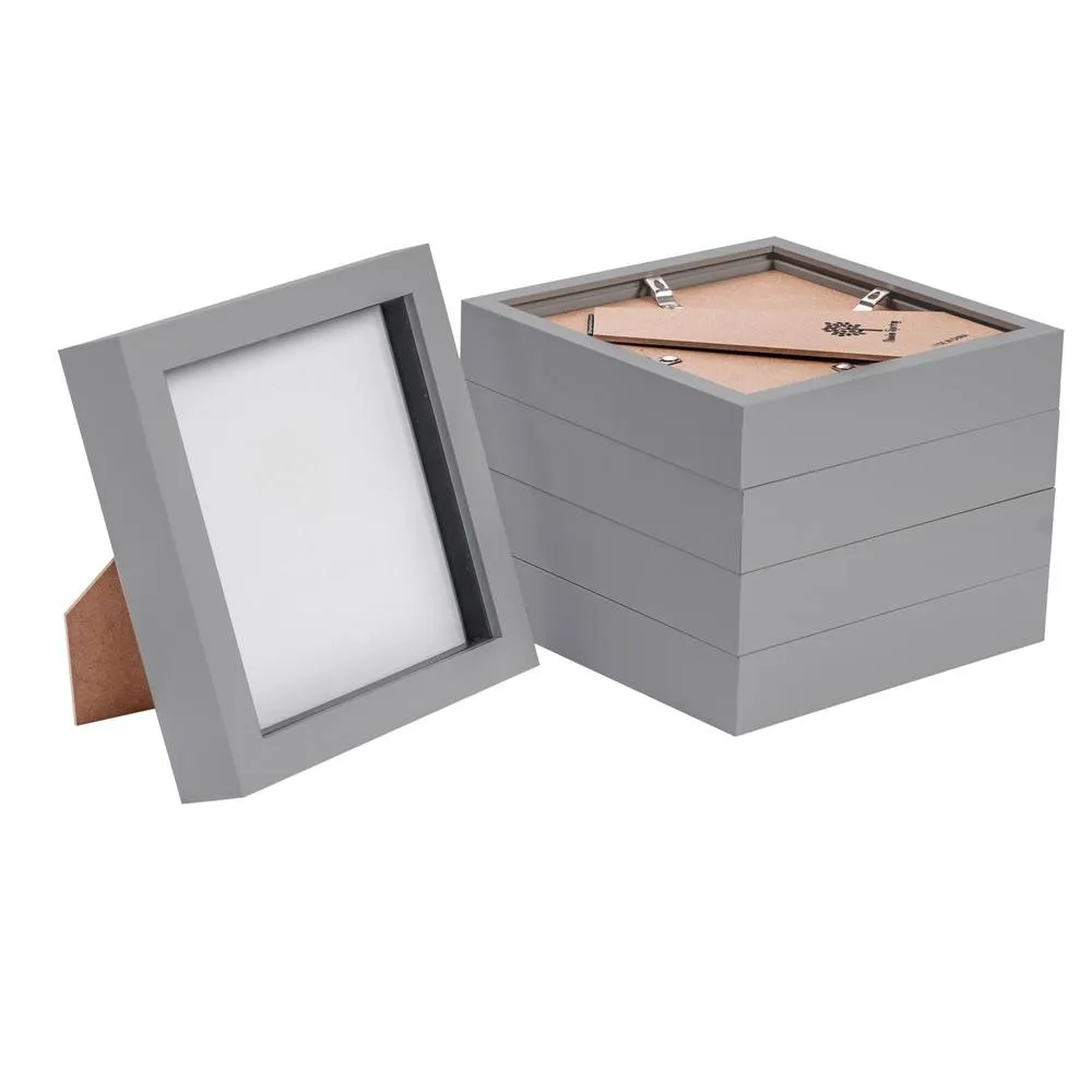 Nicola Spring 3D Box Photo Frames - 6" x 6" - Pack of 5 in Grey