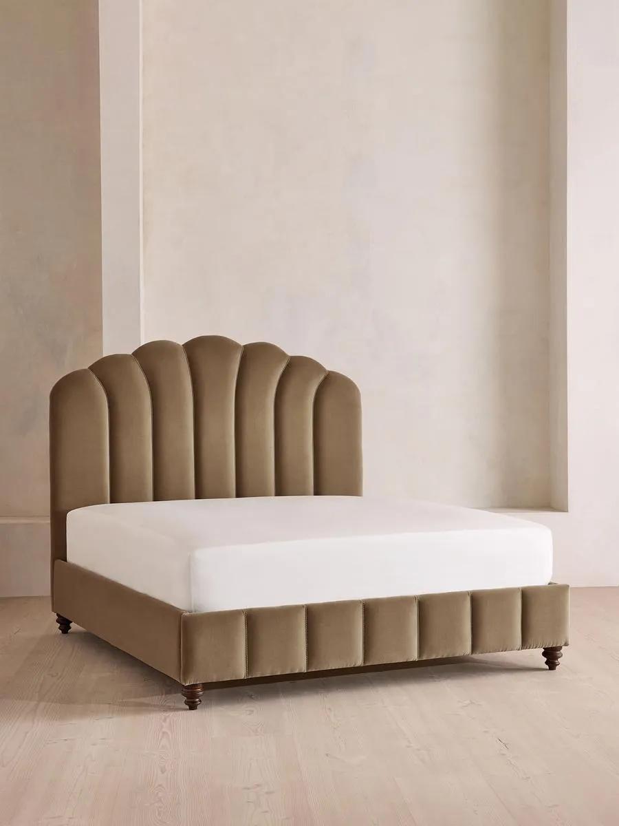 Manette Bed, with Twisted Cord, King, Velvet, Truffle