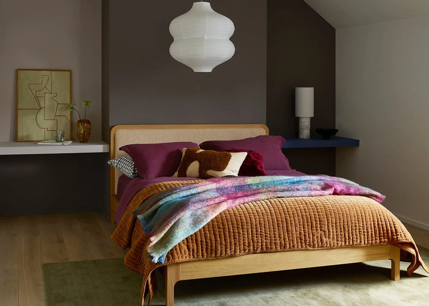 Heal's Kantha Velvet Bedspread Toffee 140 x 200cm 3