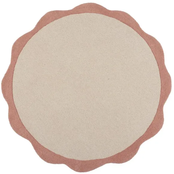Bonnie Scallop Border Wool Round Rug 5