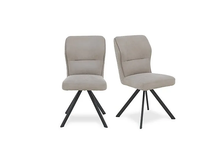Terra Pair of Fabric Swivel Dining Chairs - Taupe