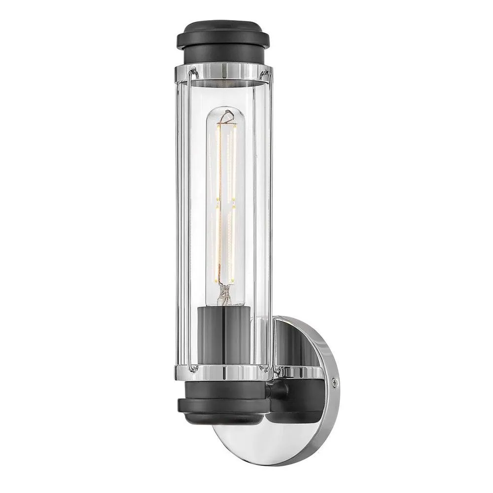 Netlighting Masthead 1 Light Outdoor Wall Light Polished Chrome & Black IP44 in Silver