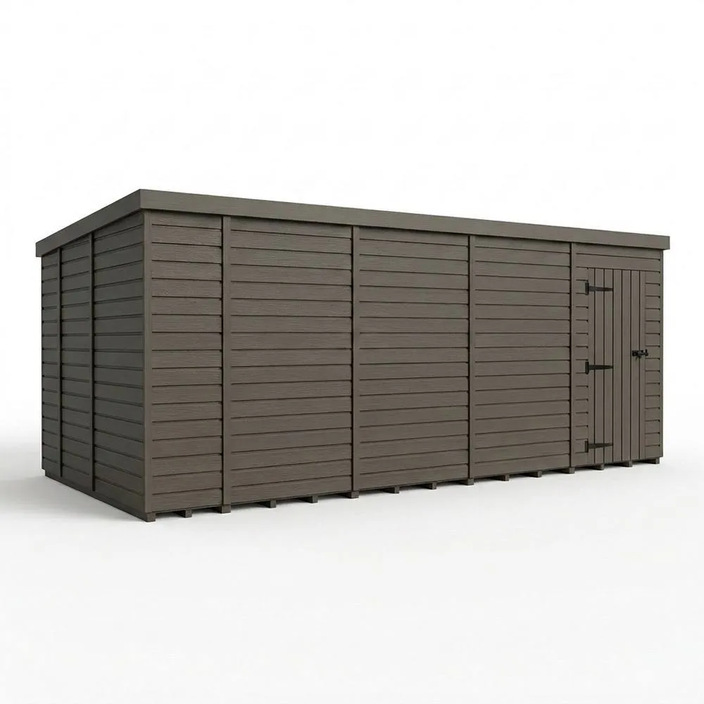 Buttercup Farm 19ft x 9ft Composite Pent Garden Shed Single Door No Windows in Grey