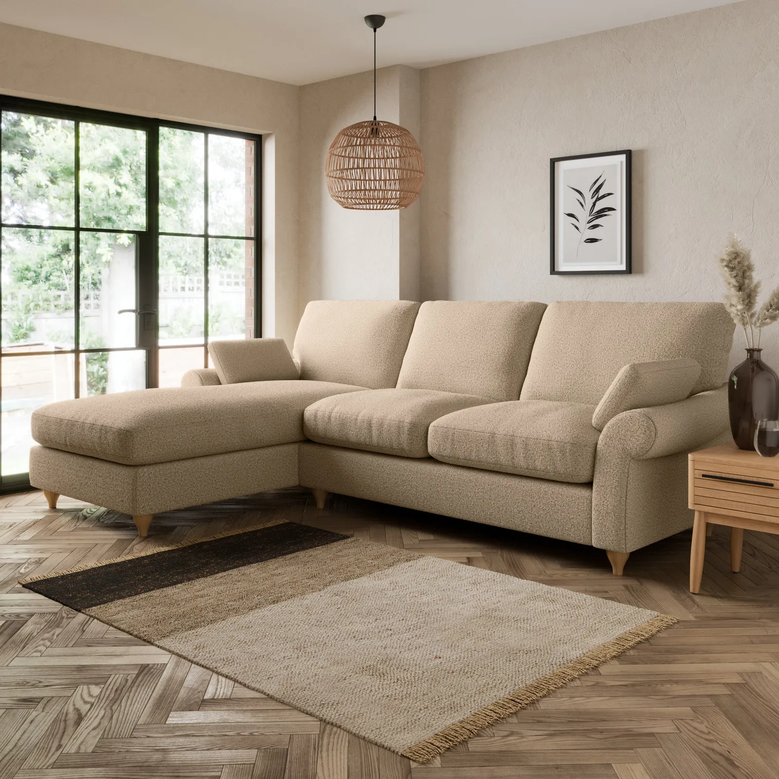 Salisbury Cosy Marl Left Hand Corner Sofa Beige