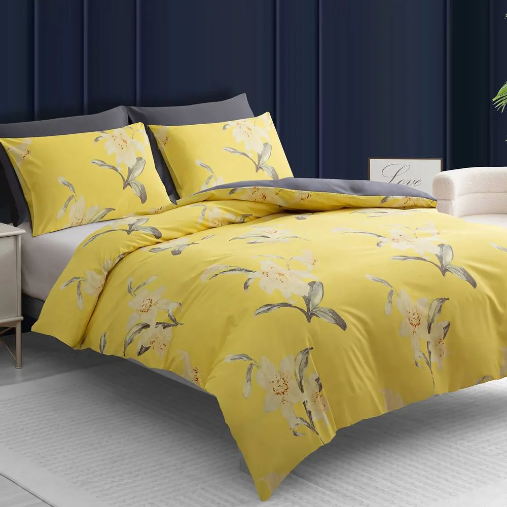 Grace Double Brushed Duvet Cover Single Supersoft with Zipper Closure in Yellow
