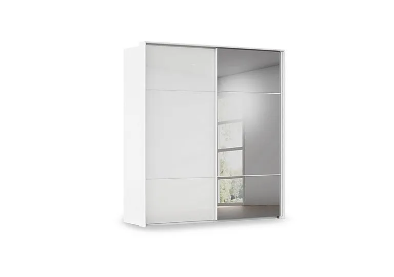 Haven 210cm 2 Door Slider Wardrobe with 1 Glass and 1 Mirror Door