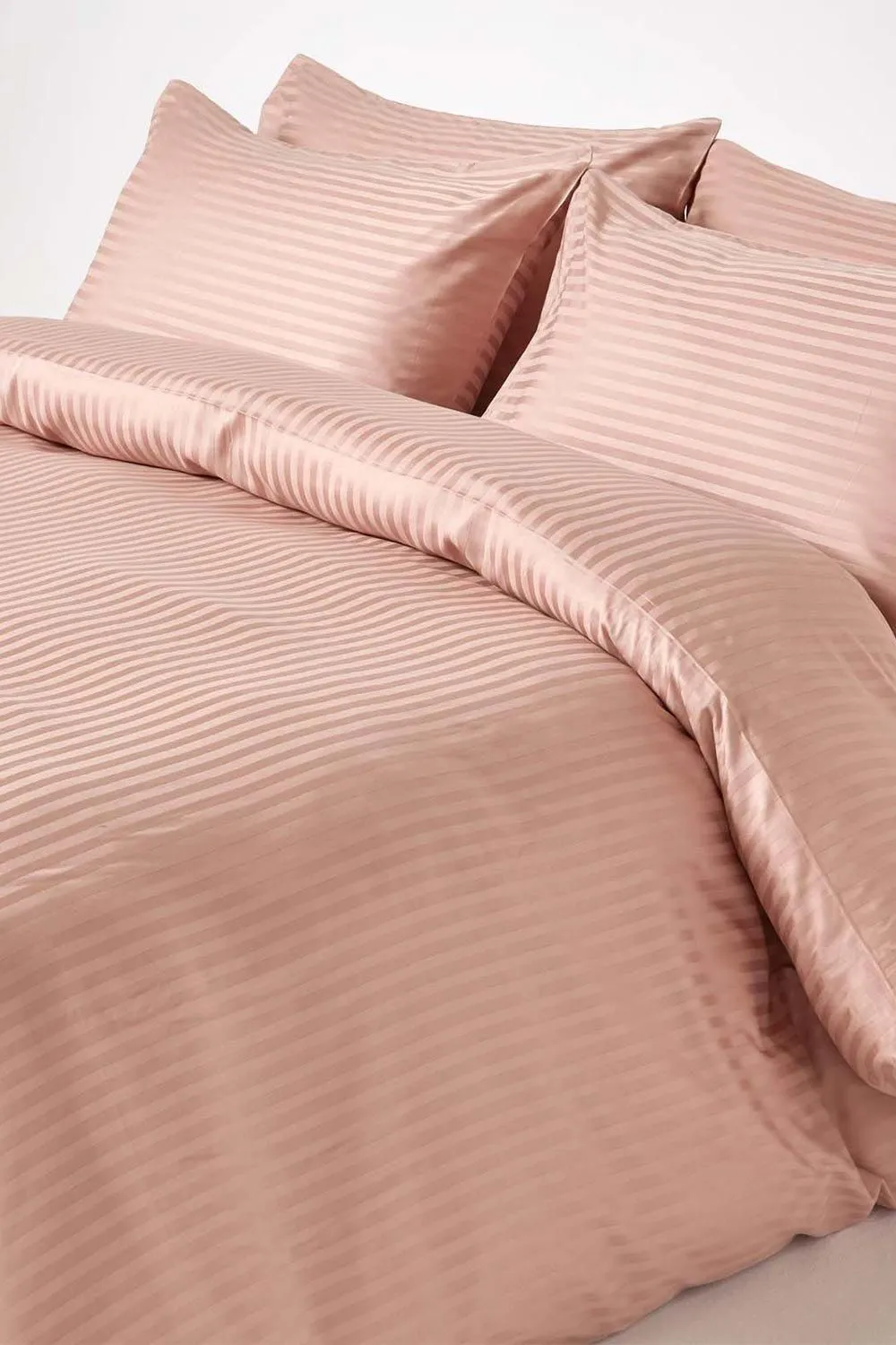 Homescapes Egyptian Cotton Stripe Duvet Cover & Pillowcase 330 TC in Taupe