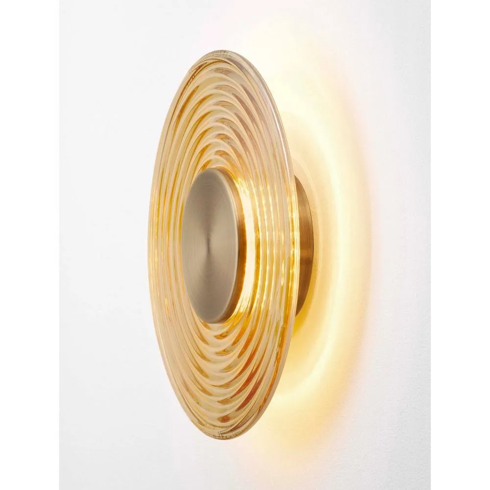 Netlighting Nous 30cm Integrated LED Wall Lamp Brass Gold Amber LED 8W 304lm 3000K 3