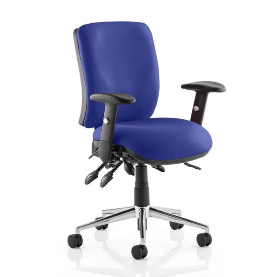 Chiro Medium Back Office Chair In Stevia Blue With Arms