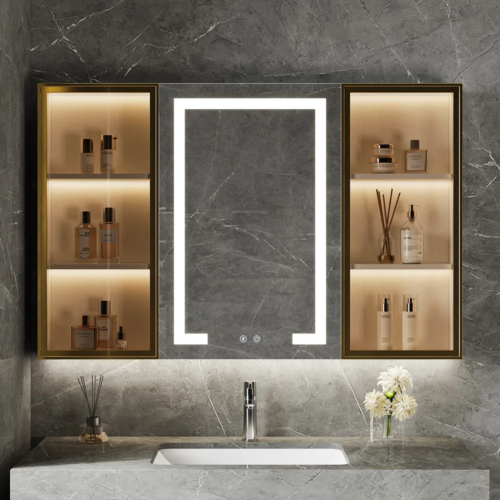 100 cm White Wall-mounted LED Bathroom Medicine Cabinet Vanity Mirror with Storage
