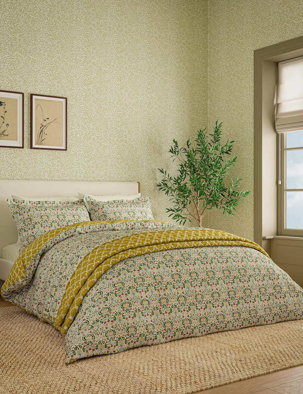 Morris & Co Pure Cotton Little Chintz Bedding Set Green Mix
