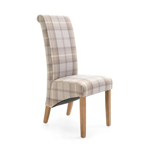 Set of 2 Chester Dining Chairs, Woven Check Fabric 5