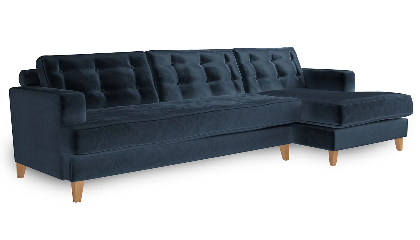 Heal's Mistral Right Hand Corner Sofa Velvet Midnight Natural Feet